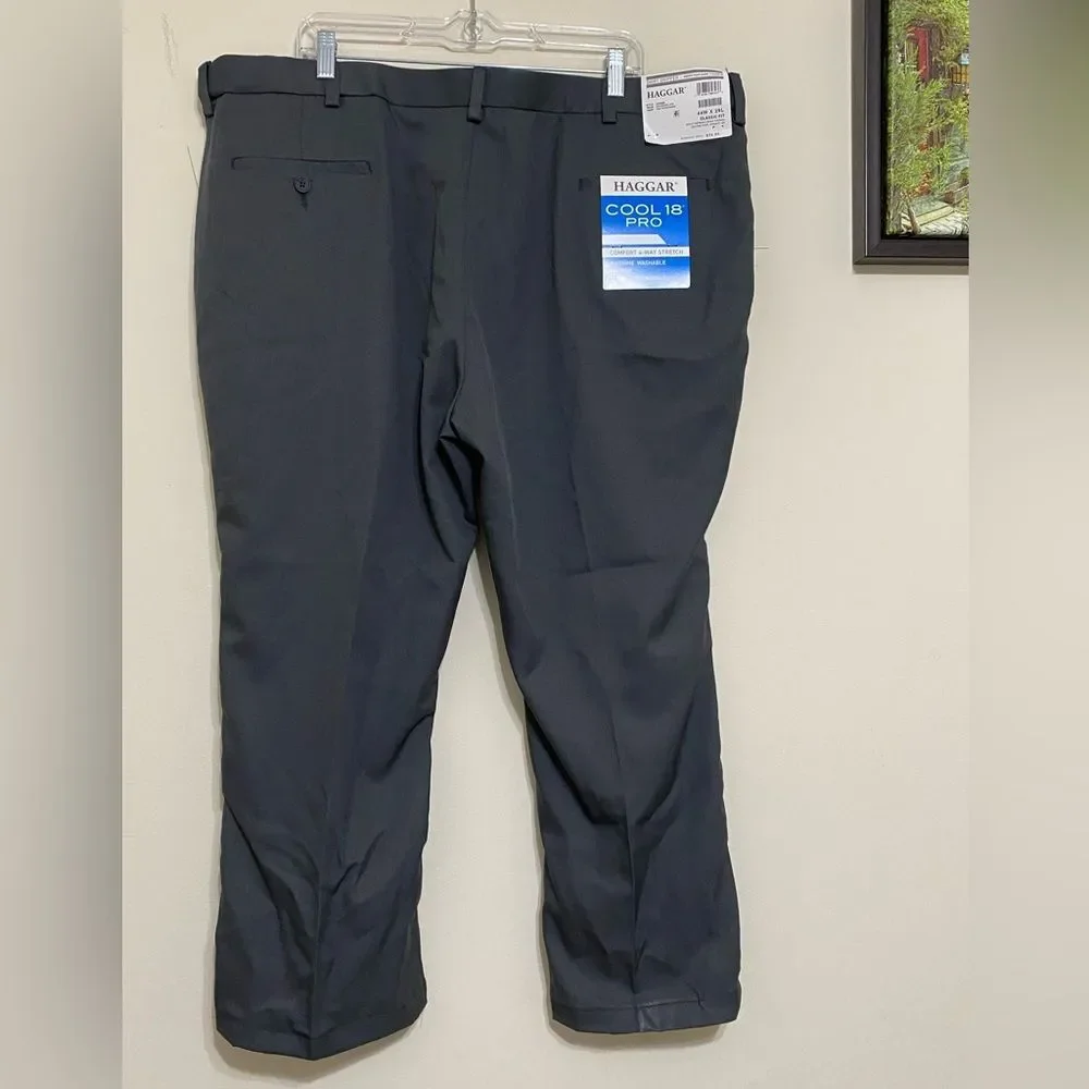 Haggar NWT ALTERED Cool 18 Pro Pant Classic Fit Gray Flat Front Men’s Size 44